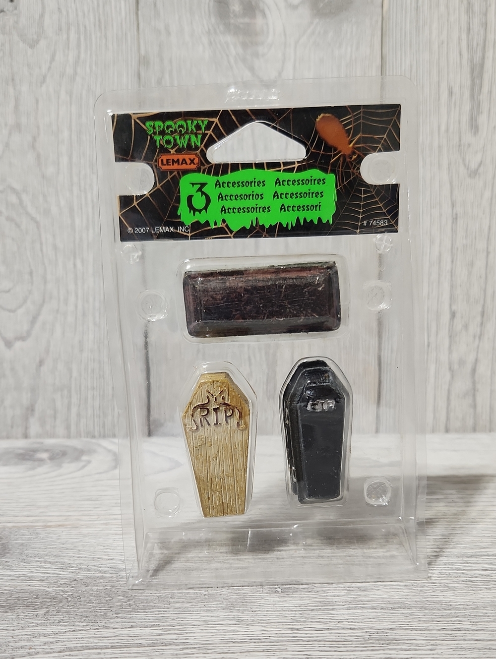 2007 Lemax Coffins Set Of 3 Spooky Town Village Accessory #74583
